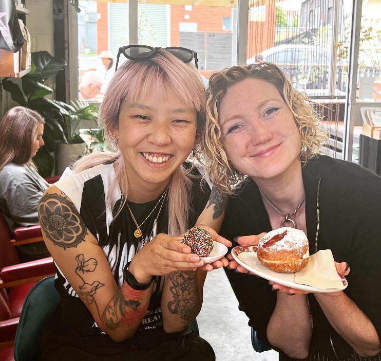 Pretty Pastel Please with her friend