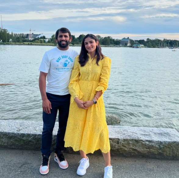 Sangita Phogat with her husband Bajrang Punia