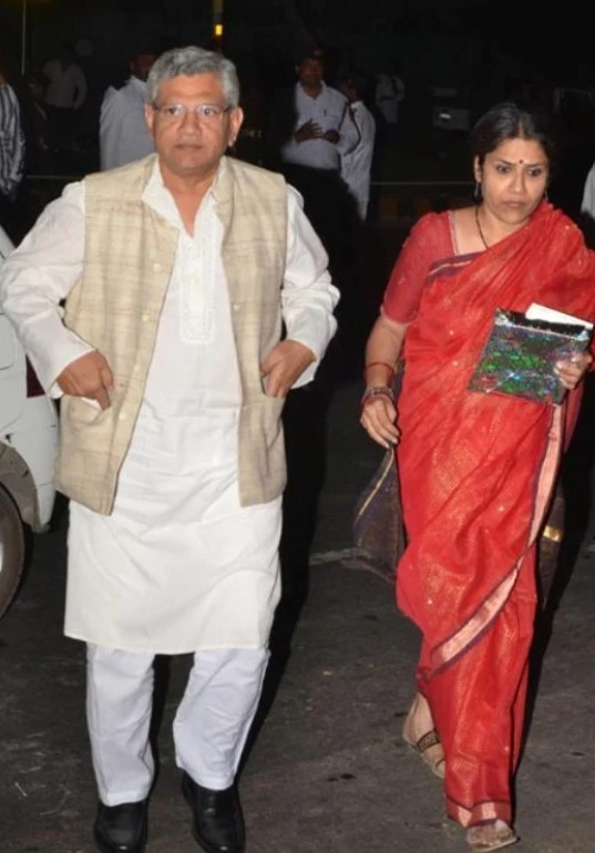 Sitaram Yechury with his wife Seema Chishti Yechury