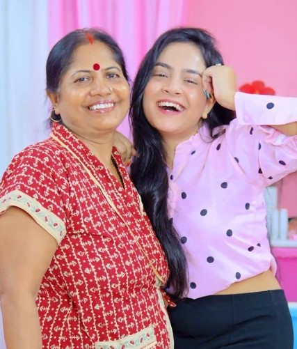 Nilanjana Dhar with her mom