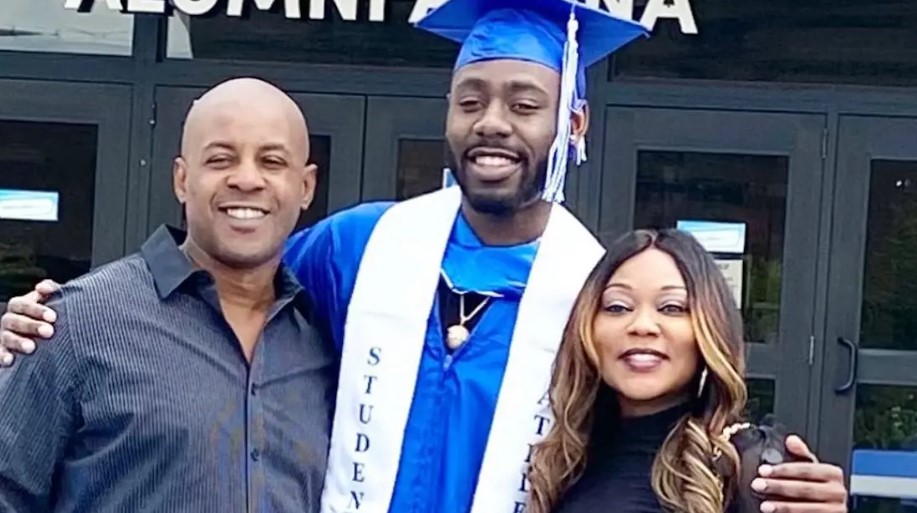 Rocky Bivens with his wife and son