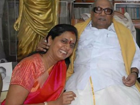 Selvi Karunanidhi with her dad Tamilarasu