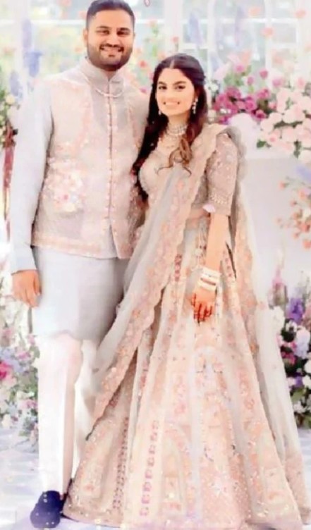 Diva Jaimin Shah with her fiance Jeet Adani