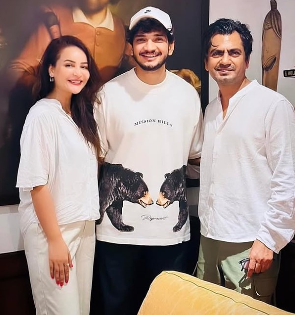 Preeti Sood with Nawazuddin Siddiqui and Munawar Faruqui