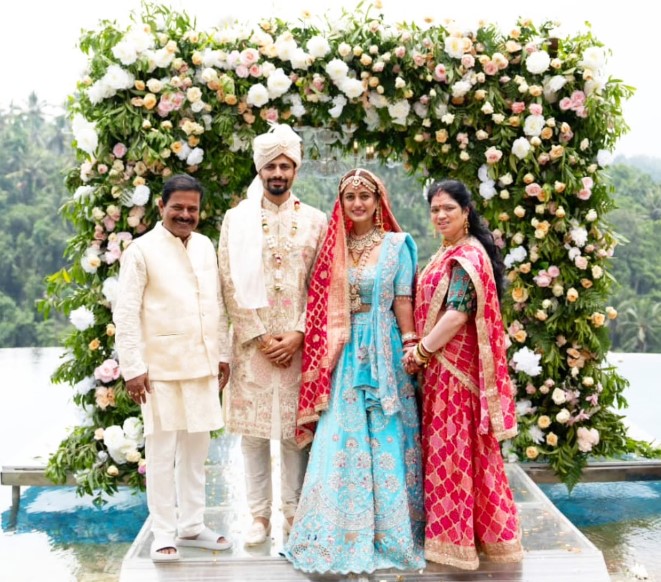 Elina Samantray with her husband Anurag Panda and parents