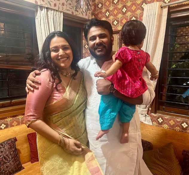 Fahad Ahmad with his wife and daughter