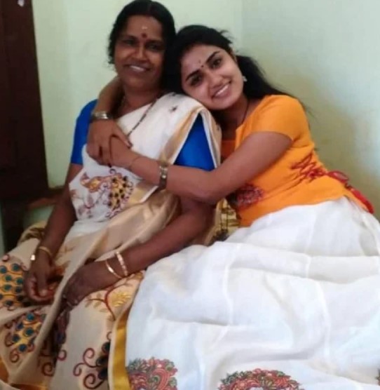 Haritha G. Nair with her mother