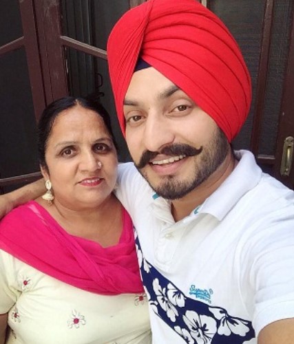 Virasat Sandhu with his mother