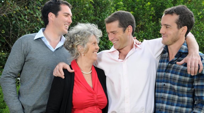 Karl Stefanovic with his mom and brothers