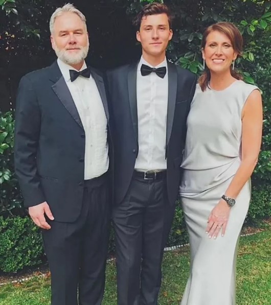 Natalie Barr with her husband and son