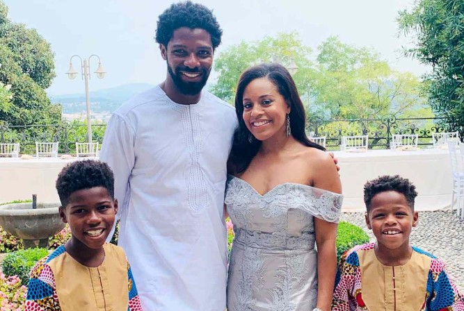 Sheinelle Jones with her husband and kids