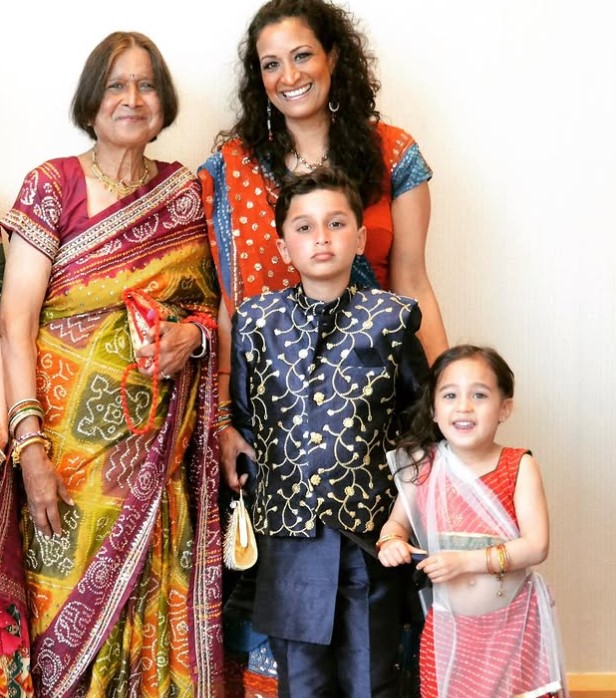 Aditi Kinkhabwala with her mom and kids