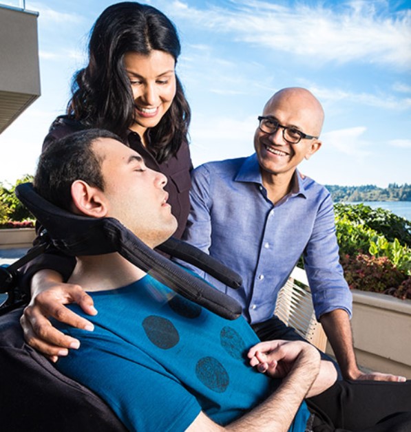 Anupama Nadella with her husband and son