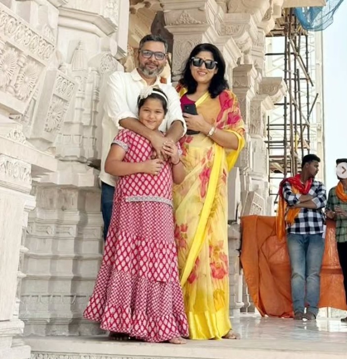 Yamini Misra with her husband and daughter