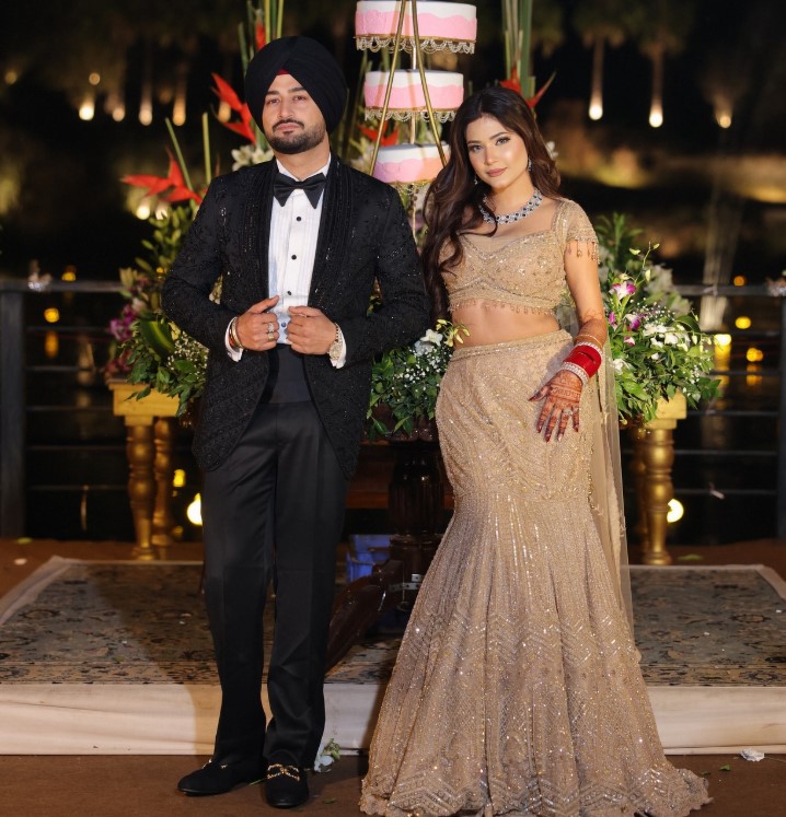 Mix Singh with his wife Srishti kaur