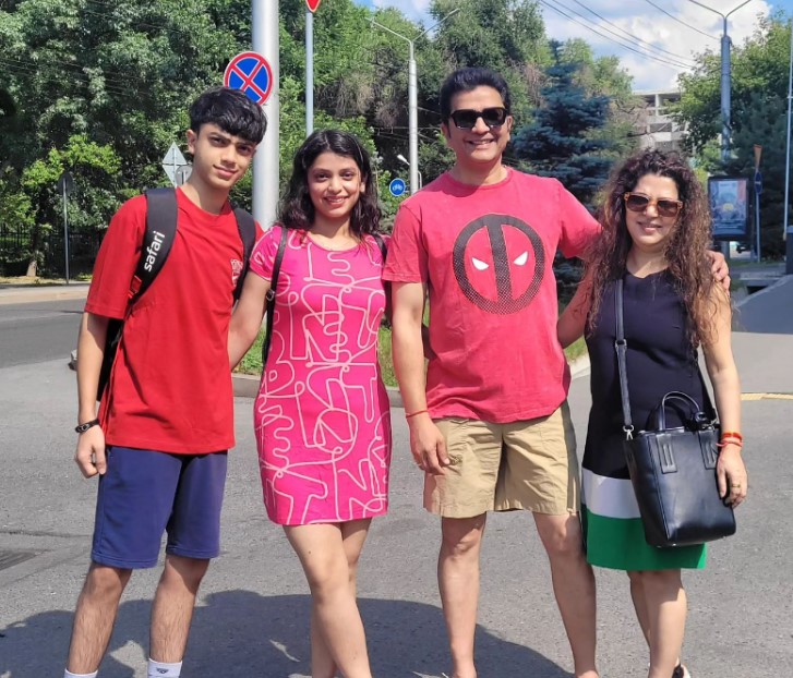 Pankaj Bhargava with his wife and kids