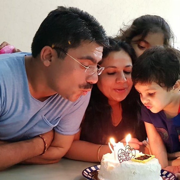 Rohit Sardana with his wife and kids