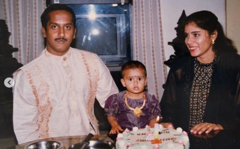 Niharika Nm's childhood image with her parents