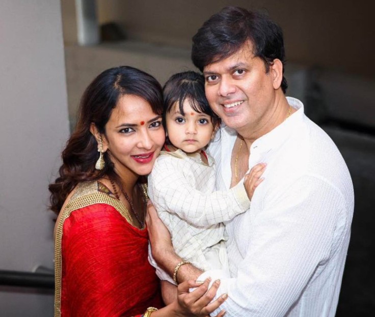 Lakshmi Manchu with her husband and daughter