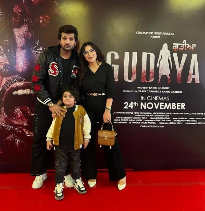 Mansi Sharma with her husband and son
