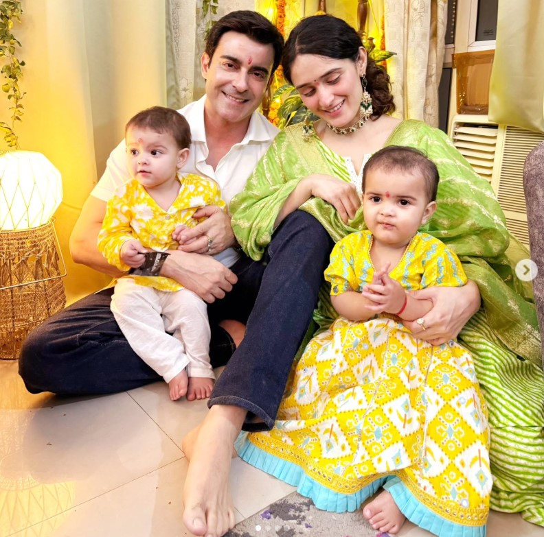 Pankhuri Awasthy with her husband and kids