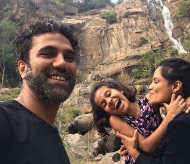 Priyanka Bose with her husband and daughter