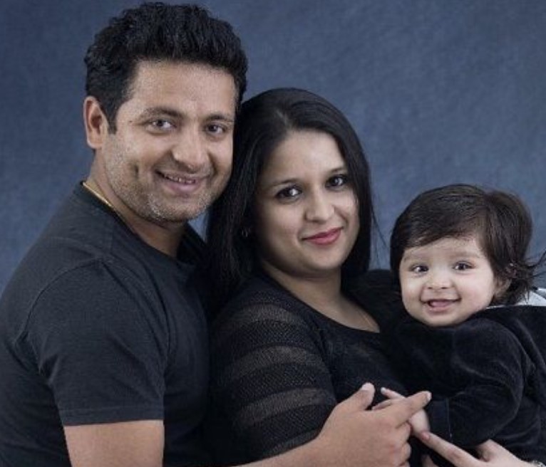 Anubhuti Chauhan with her husband and son