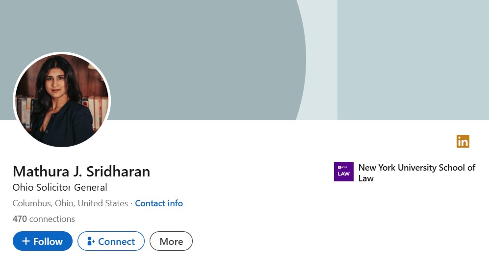 Mathura Sridharan's LinkedIn profile