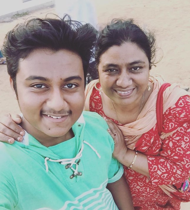 Aajeedh Khalique with his mother