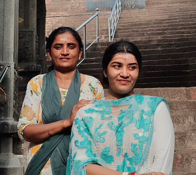 Dhanalakshmi with her mom