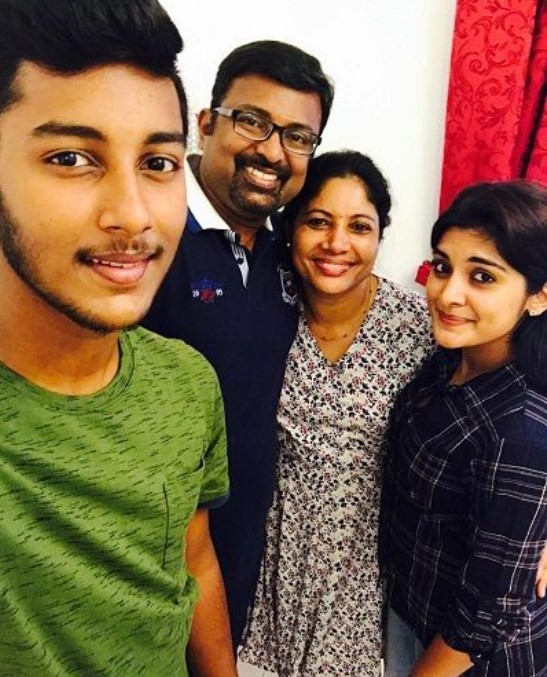 Nivetha Thomas with her family