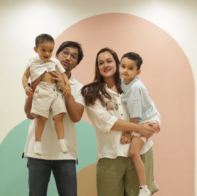 Pia Sodhi with her husband and kids