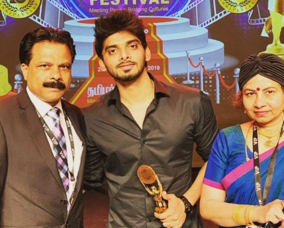 Vijay Varma received an award at the 10th Norway Tamil Film Festival in Oslo, Norway, in 2019