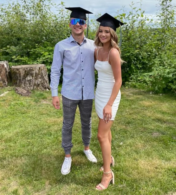 Liam Mackie with his sister