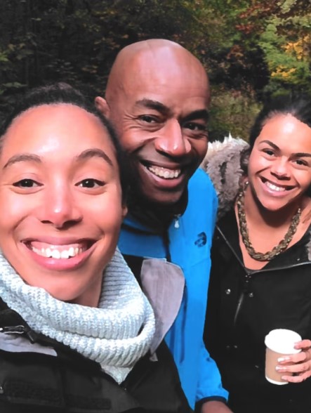 Natalie Morris with her dad and sister