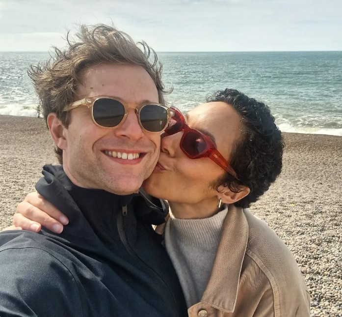 Natalie Morris with her husband