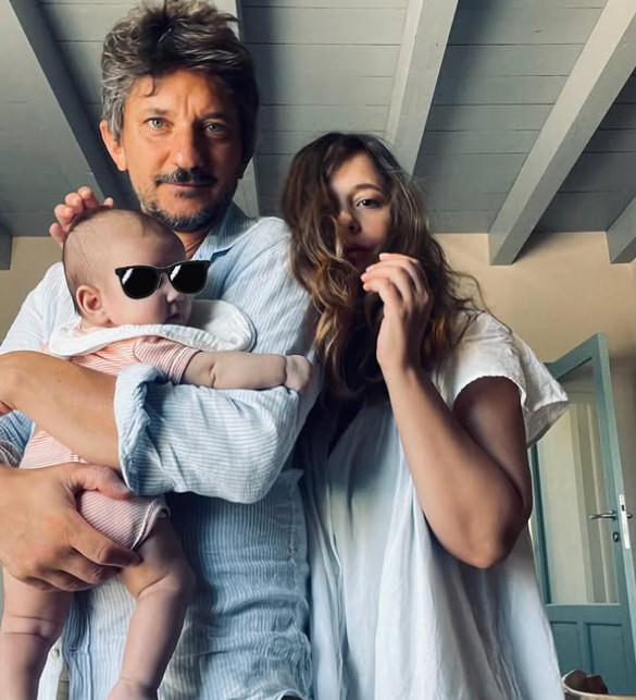 Valeria Bilello with her husband and daughter