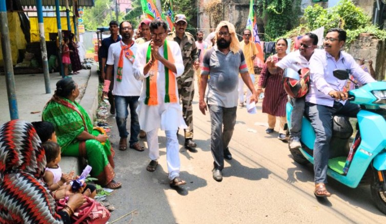 Dipak Kumar Halder during his election campaign