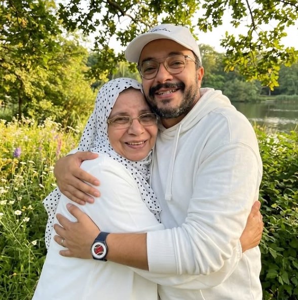Hossam Dagher with his mother