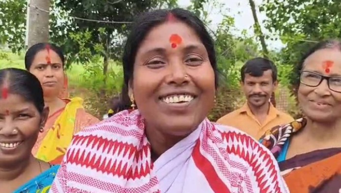 Kalita Maji celebrating her victory after winning the elections