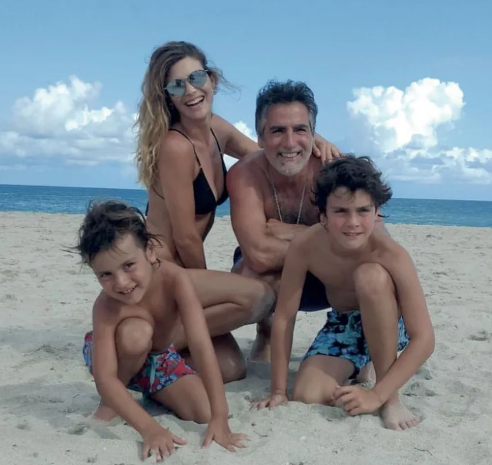 Pia Slapka with her ex-husband and sons