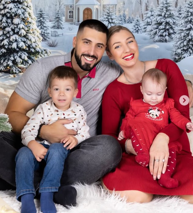 Challe Salle with his wife and kids