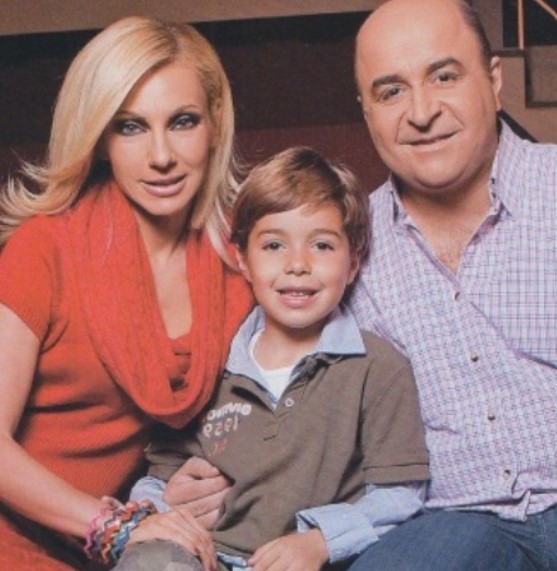 Elena Tsavalia with her husband and son