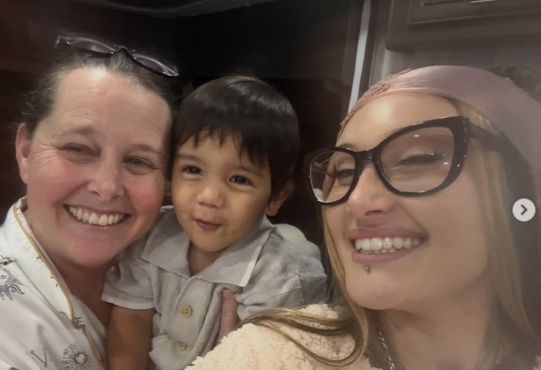 Makayla Phillips with her mother and stepson
