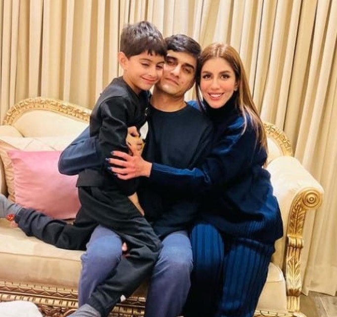 Sadia Faisal with her husband and son