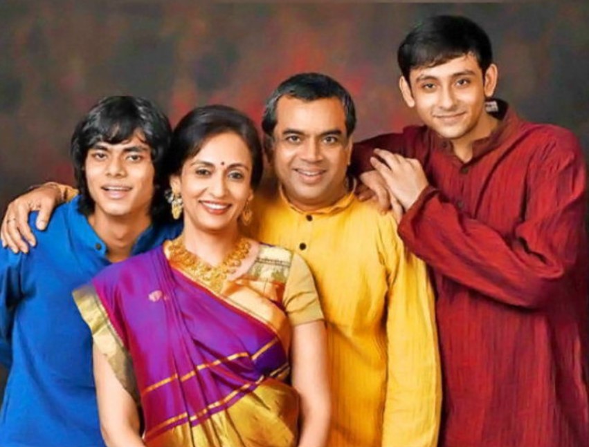 Aditya Rawal with his parents and brother