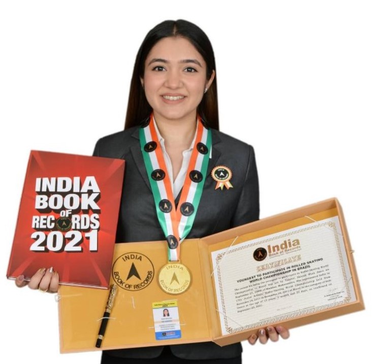 Yaashvi Shah after making it to the India Book of Records for being the youngest and first Indian to participate in the 2011 Roller Skating World Championship held in Brazil
